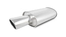 Vibrant StreetPower Oval Muffler with 4in Round Tip Angle Cut Rolled Edge - 2.5in inlet I.D.