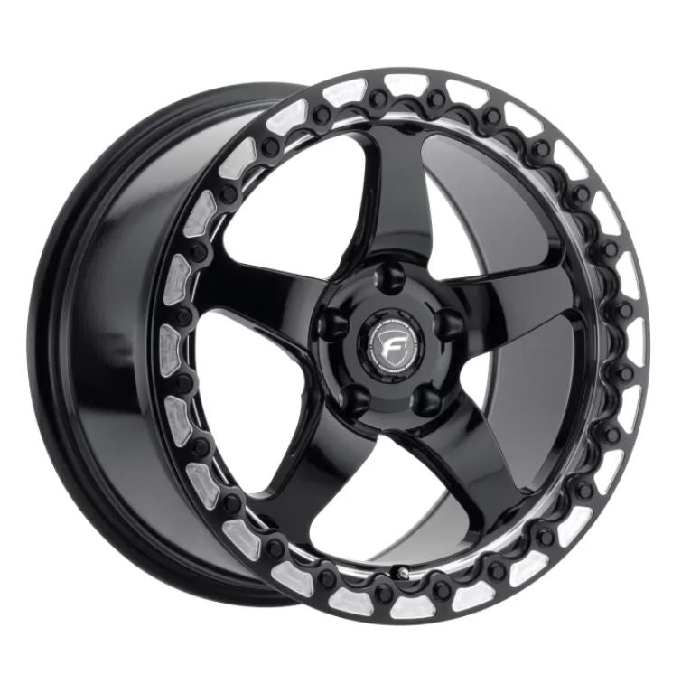 Forgestar F001 17X10 D5 Beadlock 5X114.3 ET50 BS7.5 Gloss Black w/ Machine Lip 78.1 (F00170067P50)