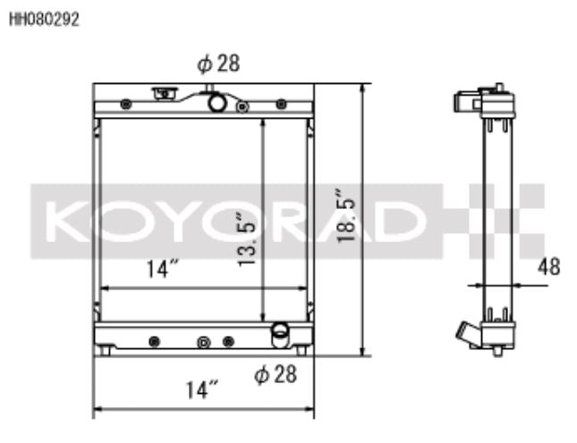 Koyo 92-00 Honda Civic Si/Del Sol (MT / w/ 28mm Hoses) Radiator