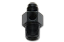 Vibrant Male AN Flare to Male NPT Union Adapter with 1/8" NPT Port; Size: -6AN; 3/8" Male