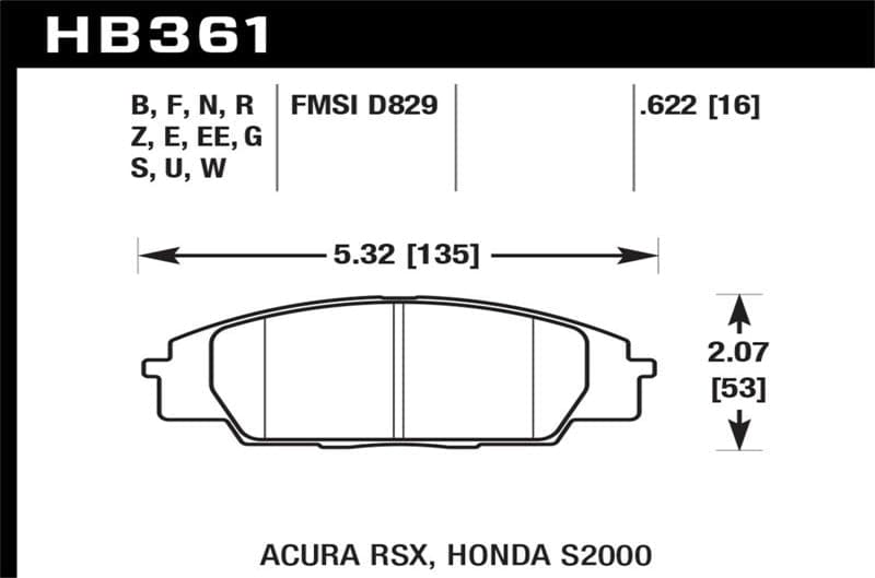 Hawk DTC-70 Race Front Brake Pads for 02-06 Acura RSX | 06-11 Honda Si | 00-09 S2000 (HB361U.622)