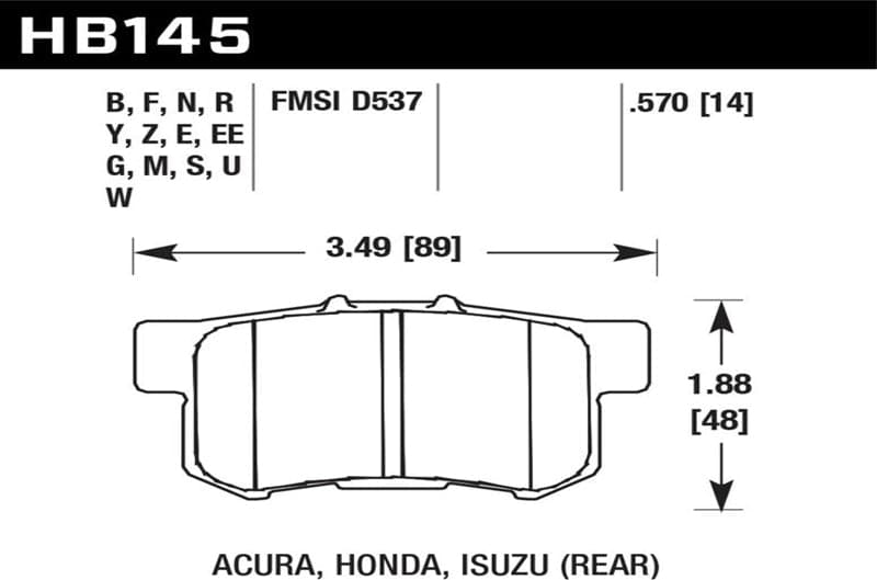 Hawk Performance DTC-70 Race Rear Brake Pads for 00-09 Honda S2000 | 02-06 Acura RSX | 02-11 Honda Civic Si (HB145U.570)