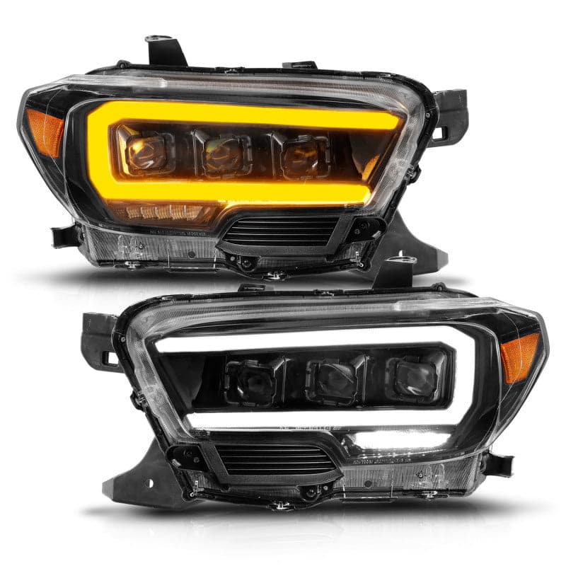 ANZO 16+ Toyota Tacoma LED Projector Headlights w/ Light Bar Sequential Black Housing w/Initiation (anz111563)