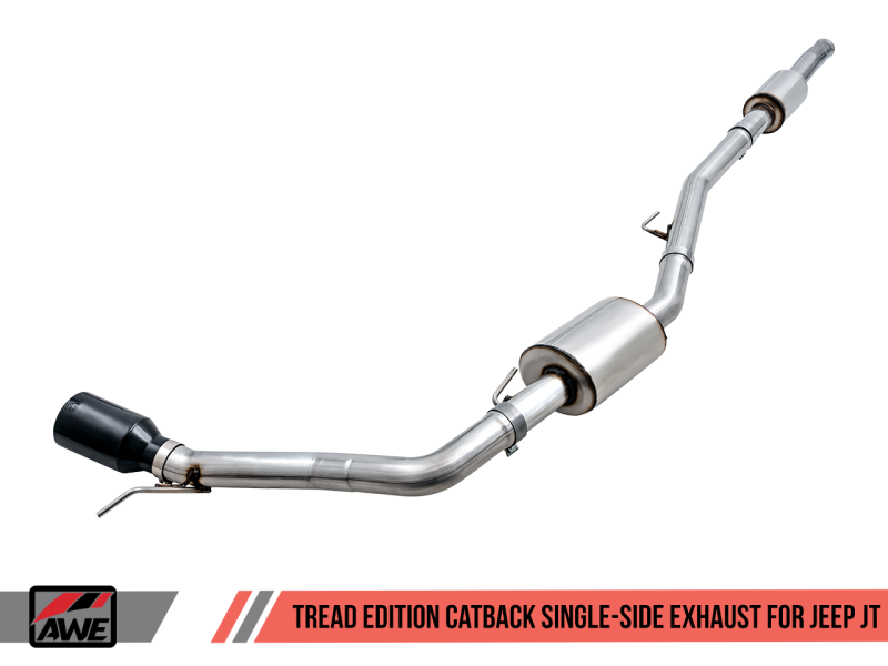 AWE 20-21 Jeep Gladiator JT 3.6L Tread Edition Cat-Back Single Side Exhaust - Diamond Black Tip