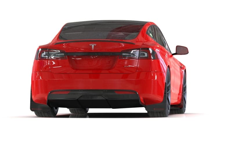 Rally Armor 21-23 Tesla Model S / S Plaid Black UR Mud Flap w/ Red Logo (MF101-UR-BLK-RD)