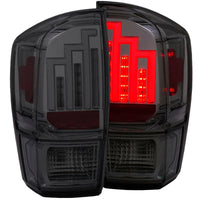 ANZO 2016-2021 Toyota Tacoma LED Taillights Black Smoke Fiber Optics