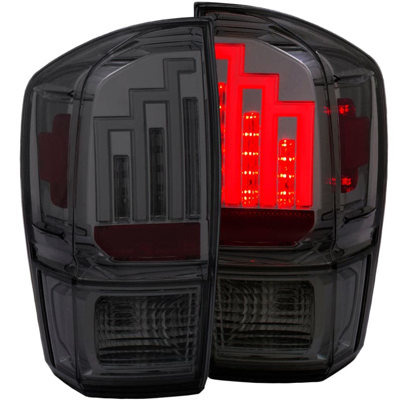 ANZO 2016-2021 Toyota Tacoma LED Taillights Black Smoke Fiber Optics