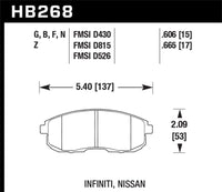 Hawk 03-04 G35/03-05 G35X/ 02-05 350z w/o Brembo Performance Ceramic Street Front Brake Pads