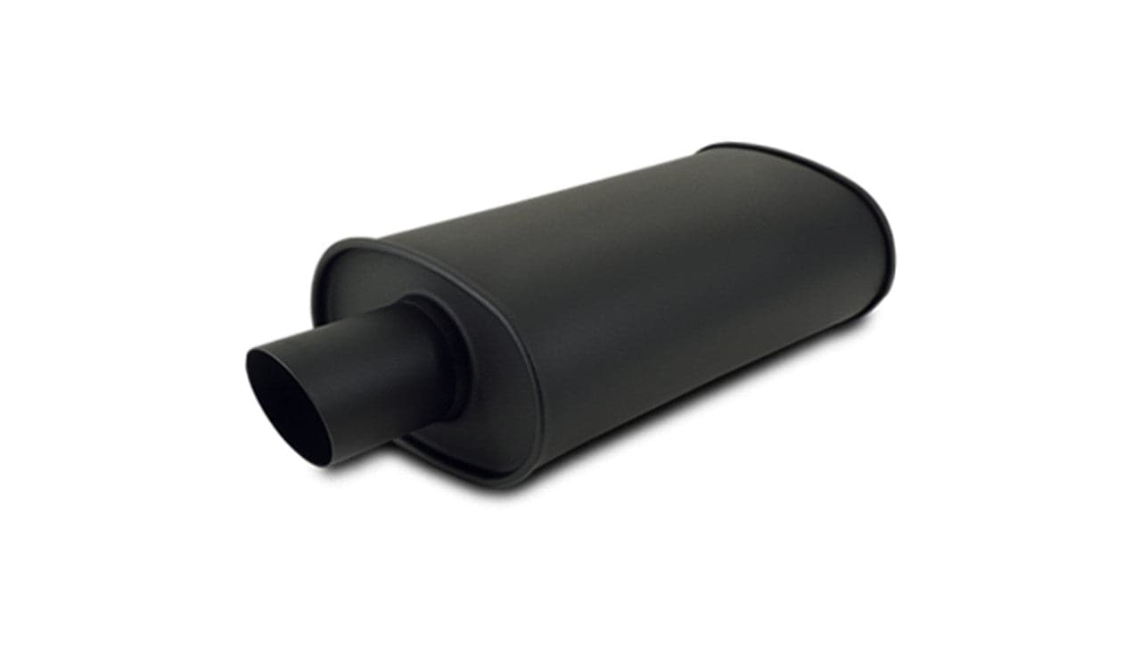 Vibrant StreetPower FLAT BLACK Oval Muffler with Single 3in Outlet - 3in inlet I.D. (vib1147)