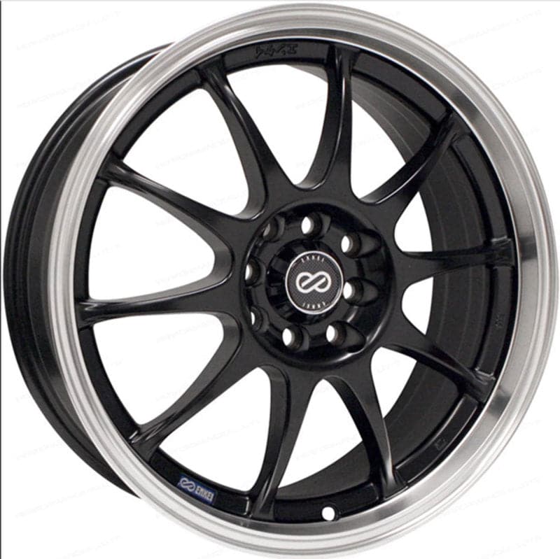 Enkei J10 17x7 4x100/114.3 42mm Offset 72.62mm Bore Dia Matte Black w/ Machined Lip Wheel (409-770-10BK)