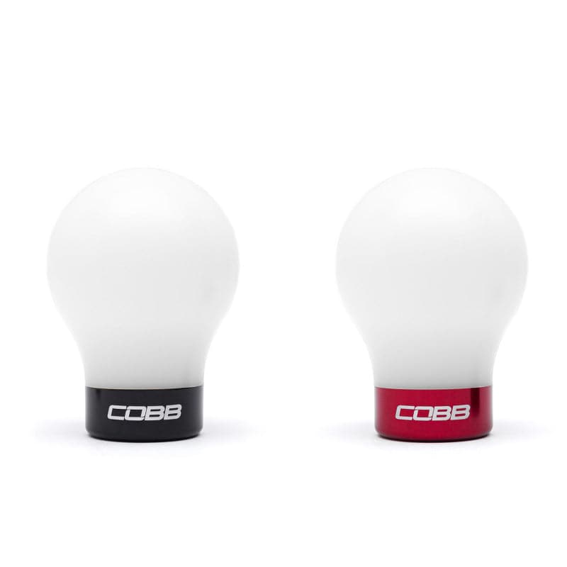 Cobb Subaru's 6-Speed Weighted COBB Knob - White (Incl. Both Red + Blk Collars) (213360)