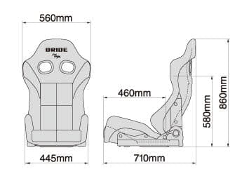 Bride Red GIAS III Reclinable Carbon Bucket Seat w. Low Cushion