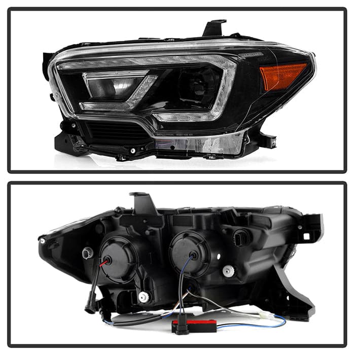 xTune Toyota Tacoma 16-19 SR SR5 Model LED DRL Projector Headlights- Black PRO-JH-TTA16-FLED-SR-BK (spy9050060)