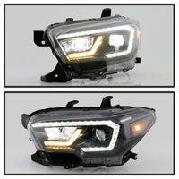 xTune Toyota Tacoma 16-19 SR SR5 Model LED DRL Projector Headlights- Black PRO-JH-TTA16-FLED-SR-BK