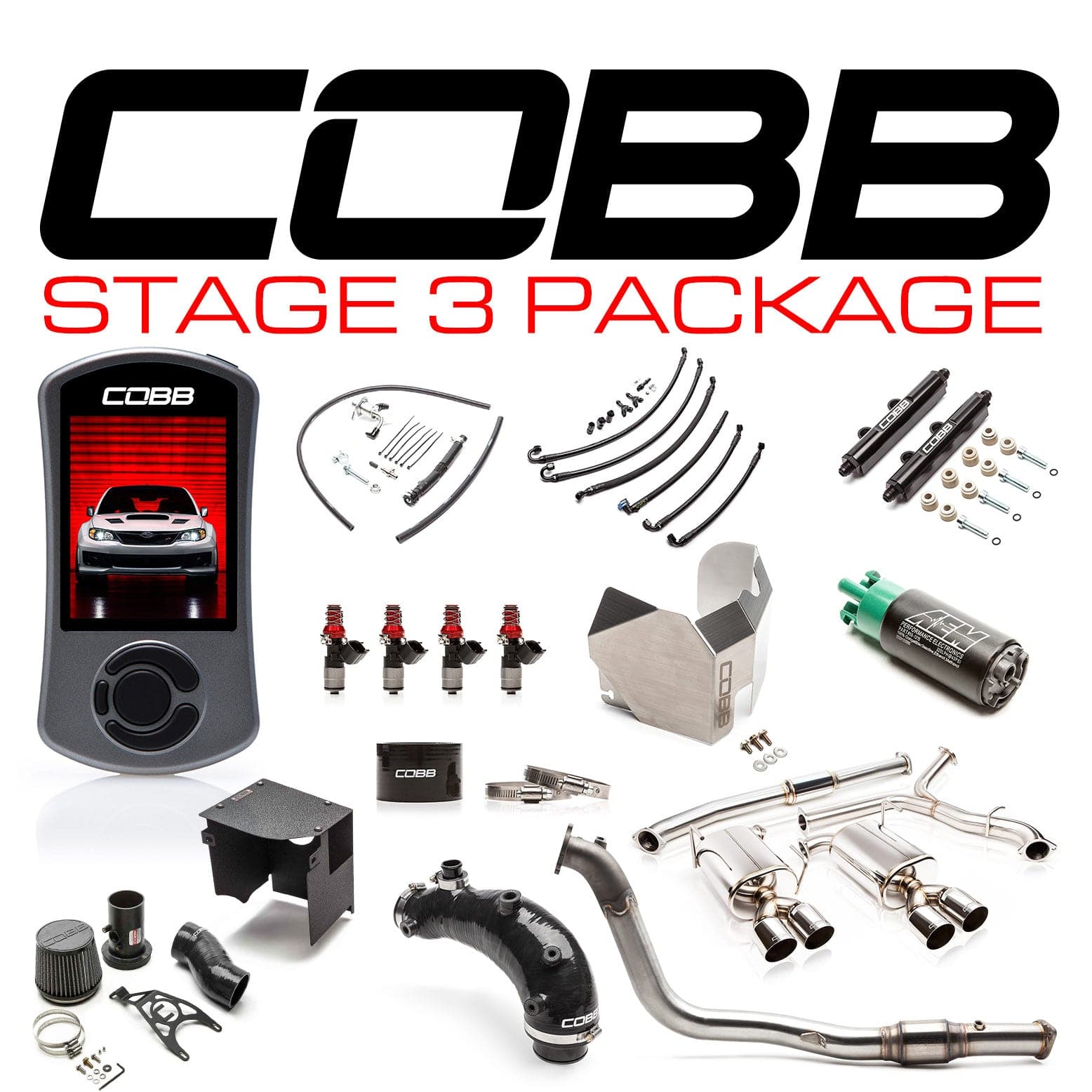 Cobb 2011-2014 Subaru STI Sedan Stage 3 Power Package w/Black SF Intake (cobbSUB0031S30-BK)