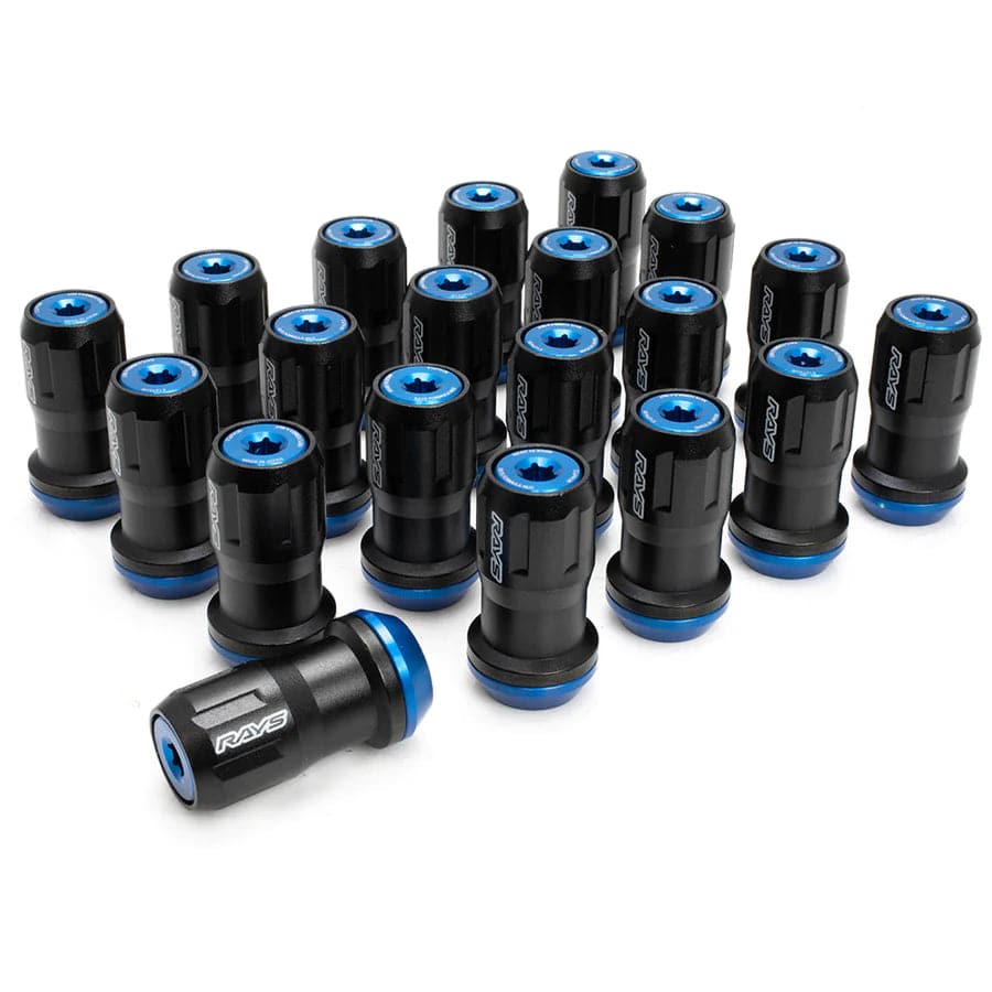 Rays Black 14x1.50 Formula FN-II Lug Nut Set 20 Special Lugs w. Blue Cap