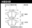 Hawk 07-11 Mazdaspeed3 / 06-11 Mazdaspeed6 / 05-09 Volvo V50 DTC-60 Front Race Brake Pads