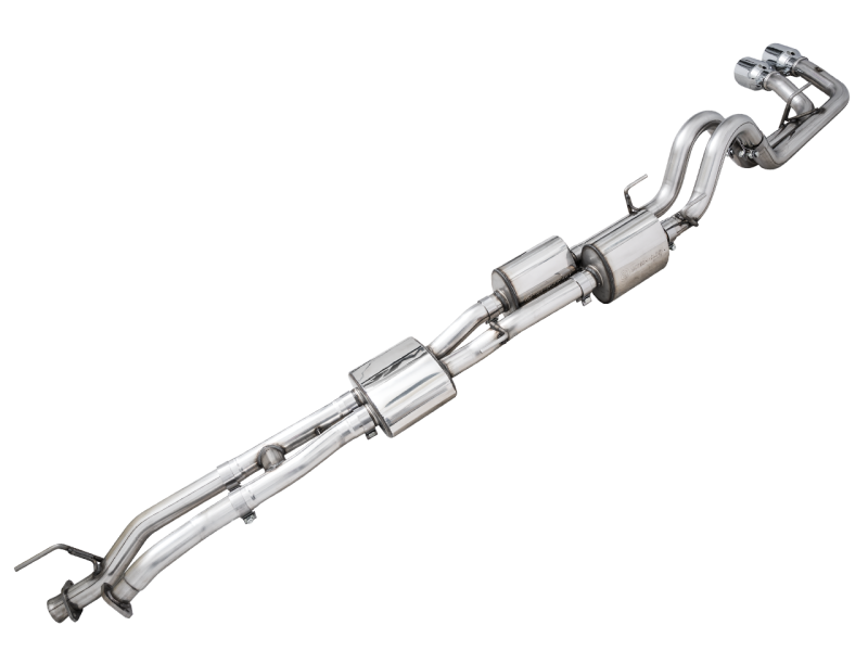 AWE 16-23 Toyota Tacoma 0FG Catback Exhaust w/ BashGuard - Dual Chrome Silver Tips (3015-32826)