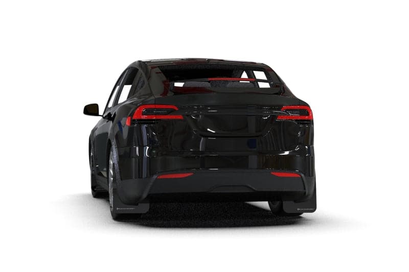 Rally Armor 2022+ Tesla Model X/X Plaid Black UR Mud Flap - Metallic Black Logo (MF102-UR-BLK/MBK)