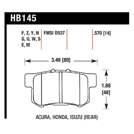 Hawk High Performance Street (HPS) Brake Pads - Rear Honda Applications