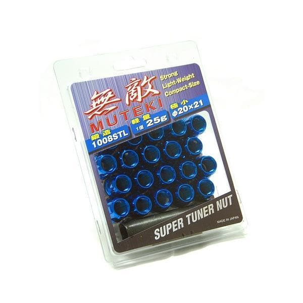 Muteki Short Open Ended Lug Nut Locks - 12x1.25 Electric Blue